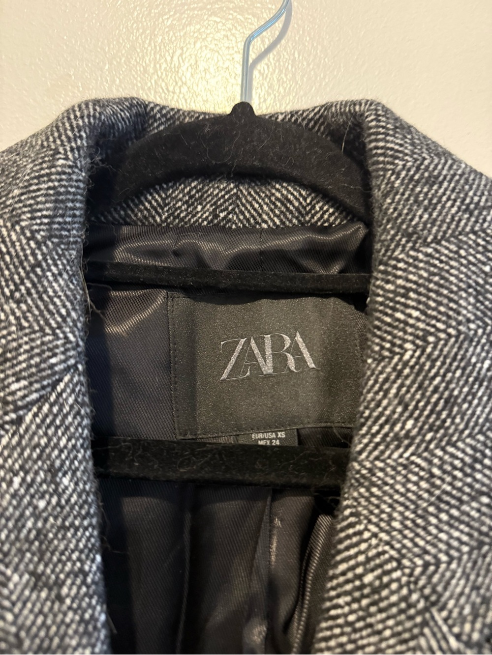 Zara Gray Herringbone Blazer XS